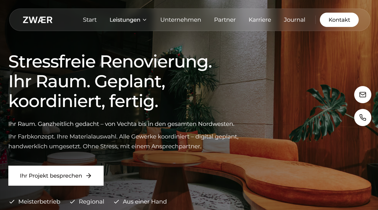 Webdesign-Referenz ZWÆR – Website für Raumausstattung und Interior Design